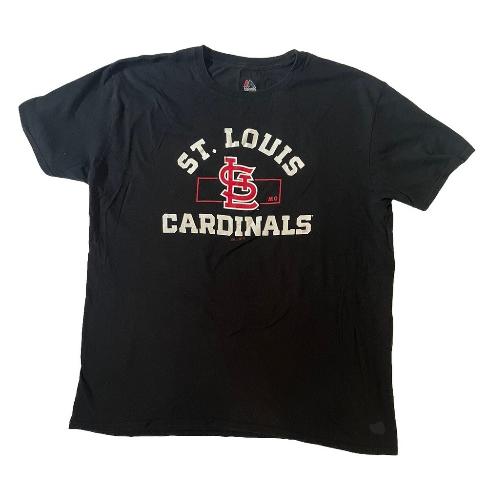 Majestic St Louis Cardinals Short Sleeve T-Shirt Size XLarge Black MLB‎